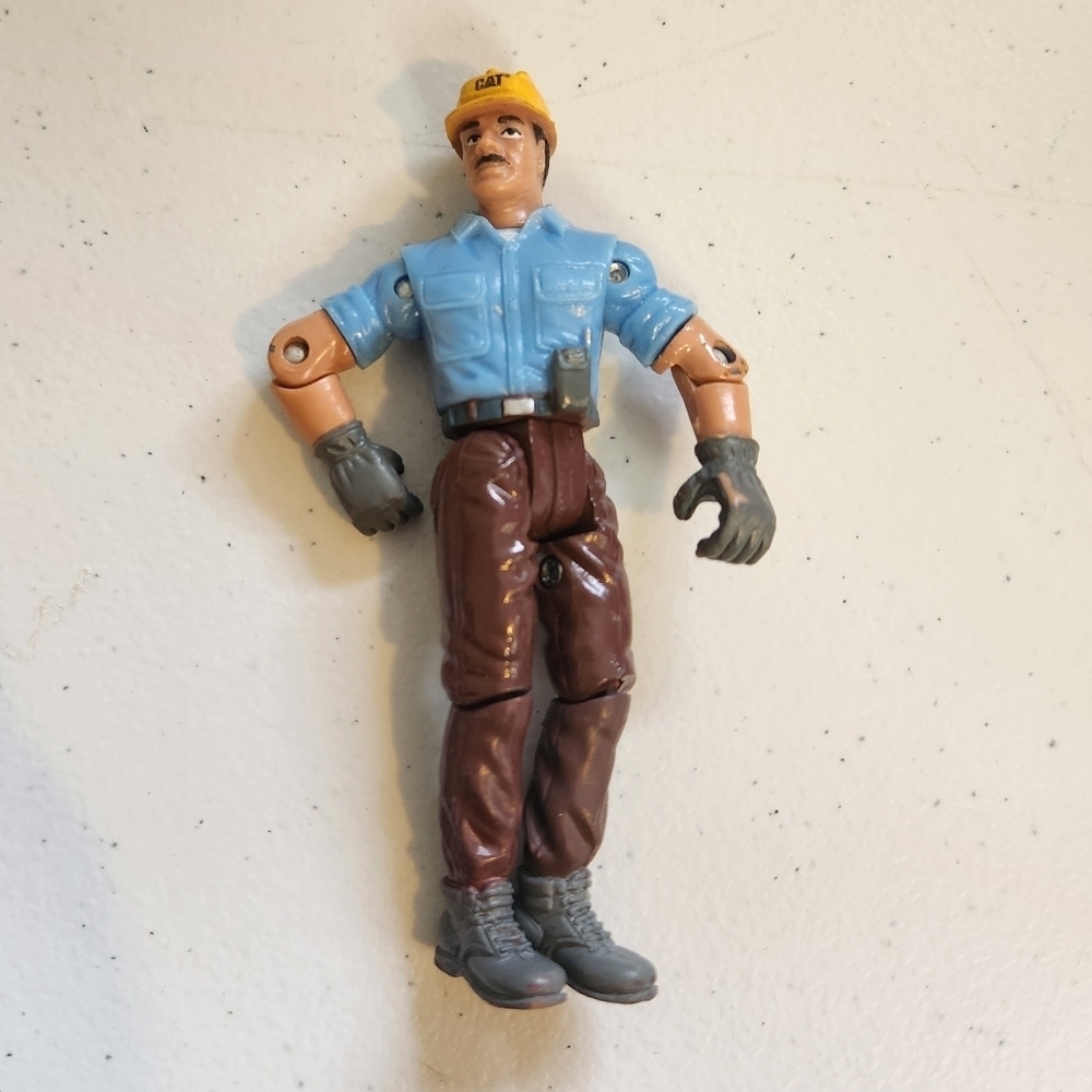 Vintage CAT Caterpillar Construction Worker 4” Action Figure Articulated Toy